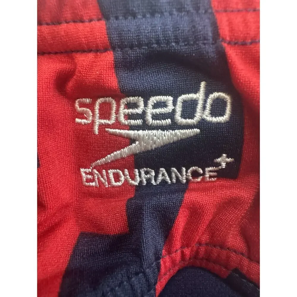 Speedo Endurance+ Swim Brief Red Blue Geometric Men’s Size 28 NWT